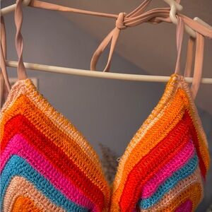 Xhilaration Peach Crochet Bikini Top